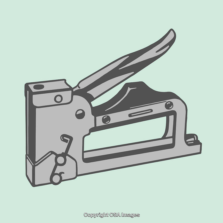 Stylish Line Art Illustration of a Metal Stapler on a Light Background