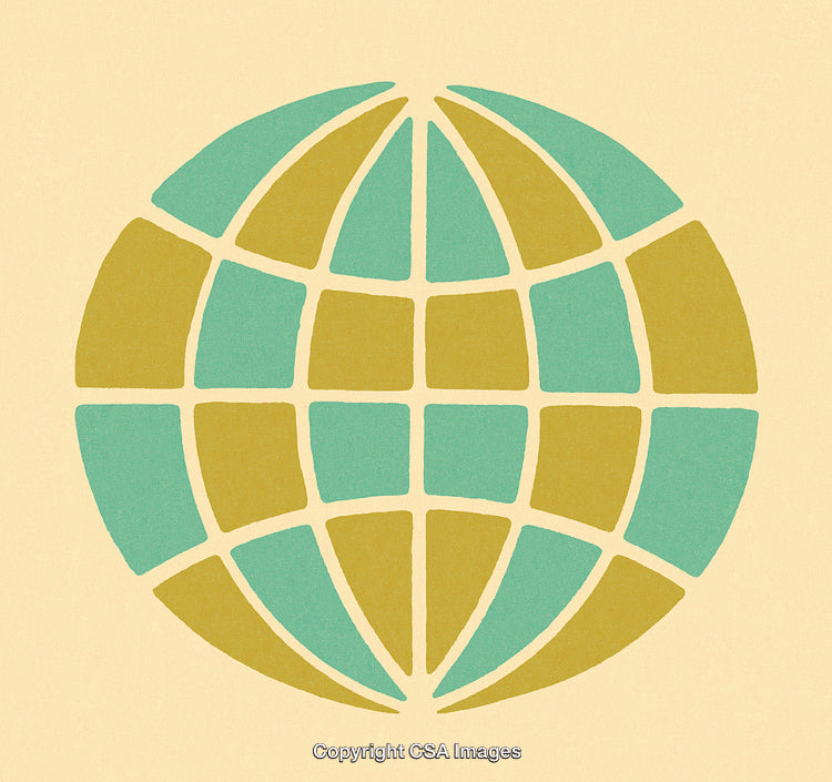 Abstract Globe Design with Geometric Lines in Earth Tones