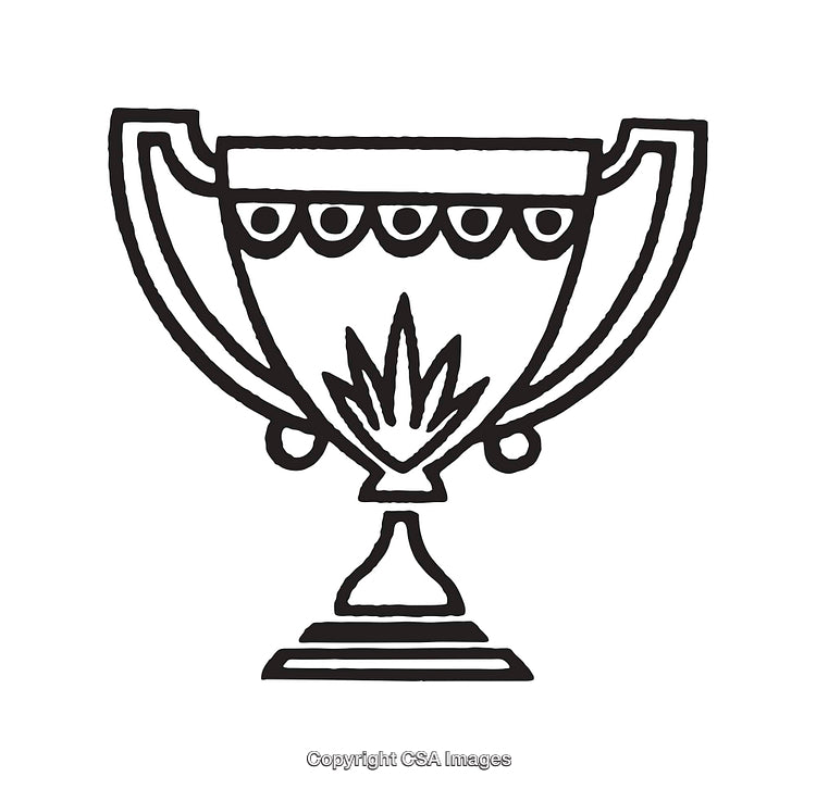 Black and White Hand-Drawn Trophy Line Art Illustration