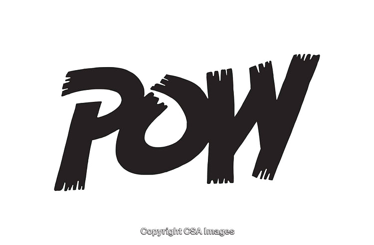 Comic Style Black and White Onomatopoeia Illustration with POW Text