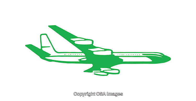 Green Airplane Silhouette Icon on White Simple Vector Design