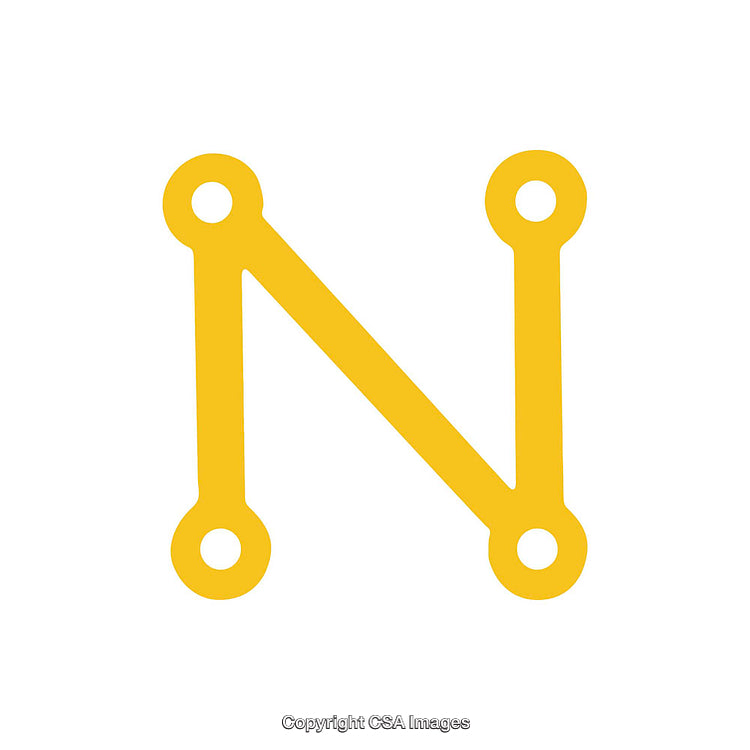 Yellow Stylized Letter N With Network Node Design Elements