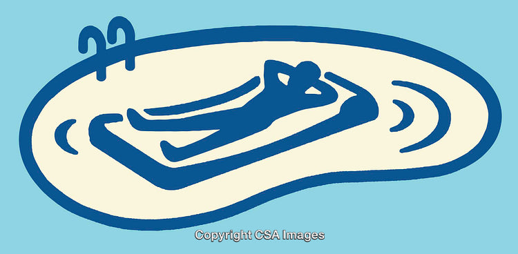 Relaxing Poolside Scene with Minimalist Art and Tranquil Vibes