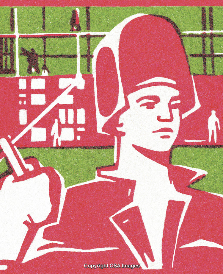 Bold Graphic Artwork of a Figure in a Vibrant Modernist Composition
