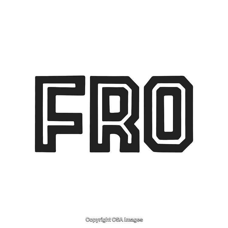 Minimalist Block Letter Design Reading 'FRO' in Black and White Style
