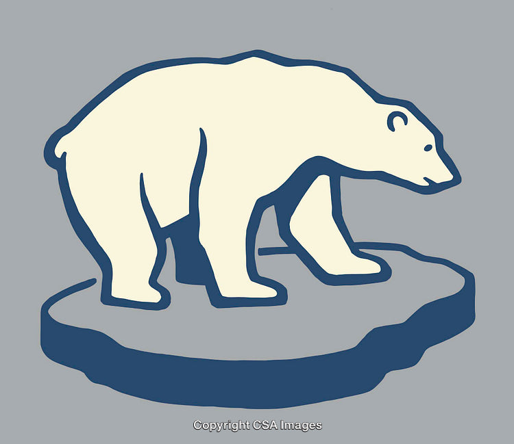 Illustration of a Polar Bear Standing on an Iceberg in Minimalist Style