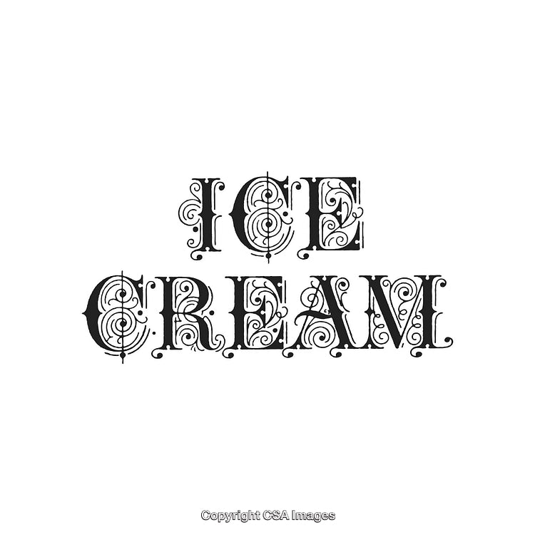 Elegant Vintage Typography Featuring the Words 'Ice Cream' in Decorative Style
