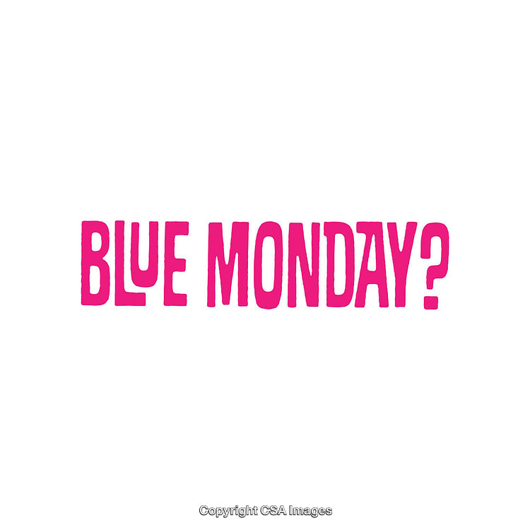 Bold Pink Text Asking About a Blue Monday on White Background
