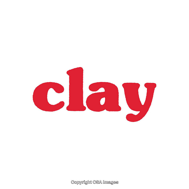 Red Clay Text Displayed Against Plain White Background
