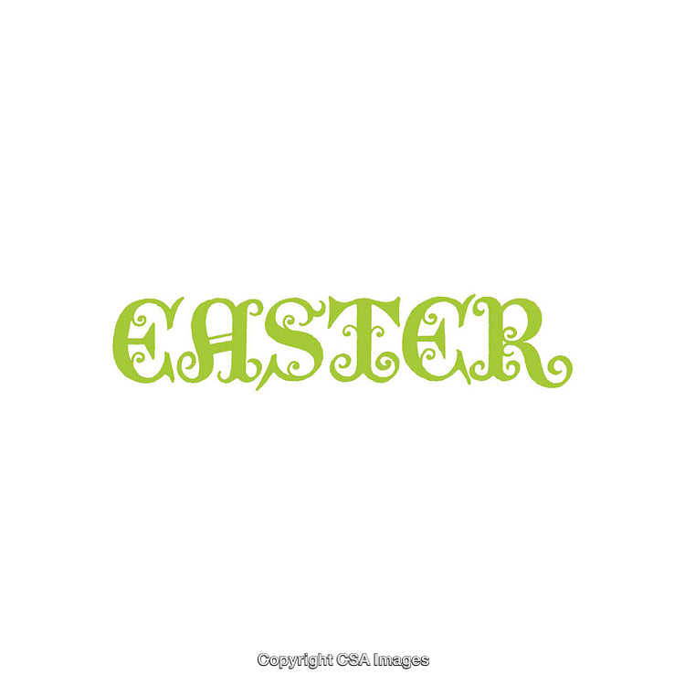 Bright Green Easter Text On a White Background With Ornamental Style