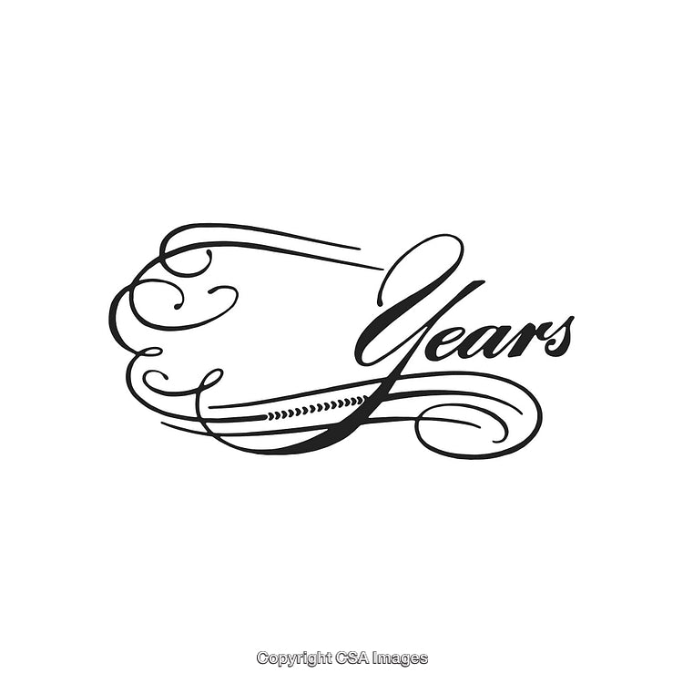 Elegant Calligraphy Style Decorative Design Featuring the Word 'Years' in Flourish Style