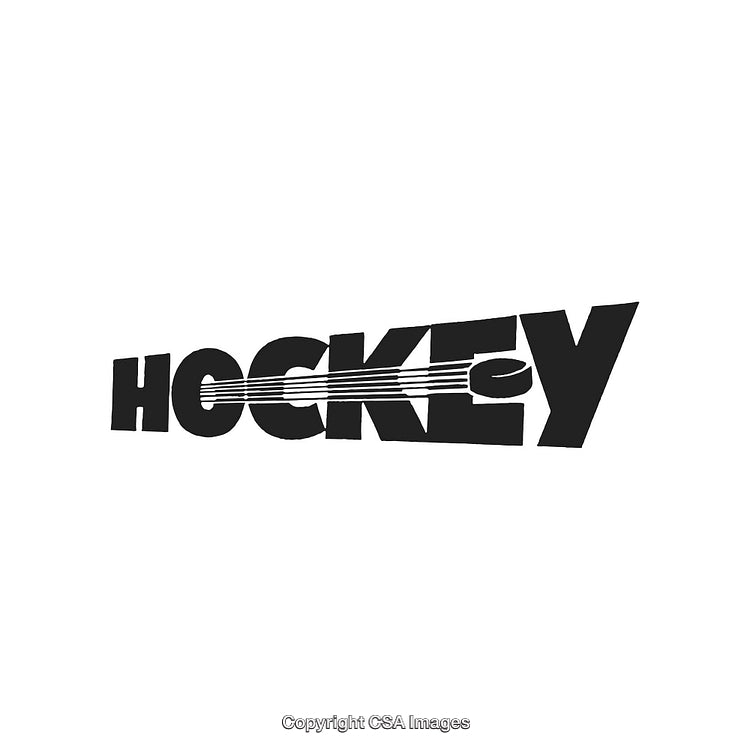 Stylized Hockey Text Logo Featuring Puck Illustration with Bold Impactful Design
