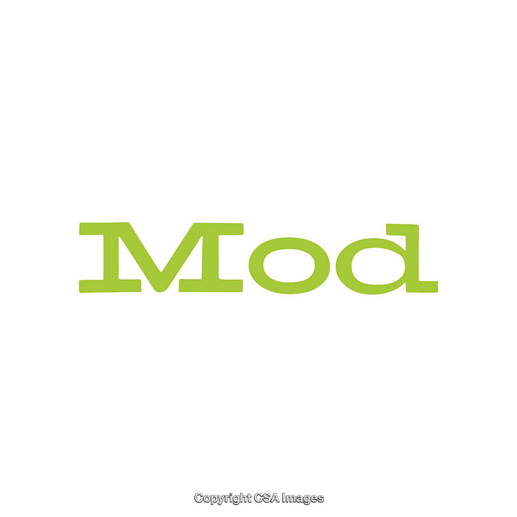 Green Typography Design Featuring the Word 'Mod' on a White Background