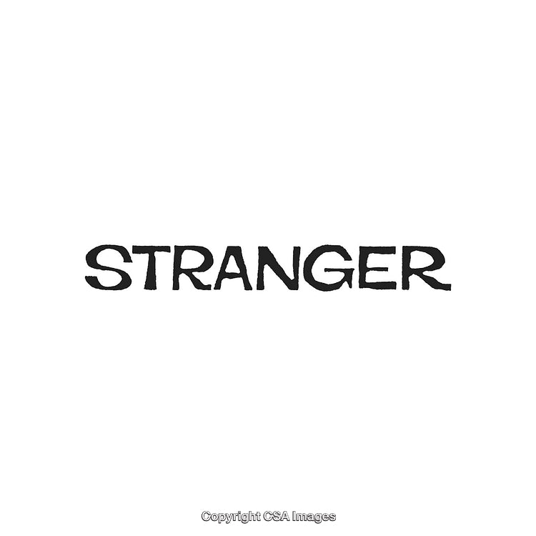 Bold Handwritten Word 'Stranger' on a Minimal White Background