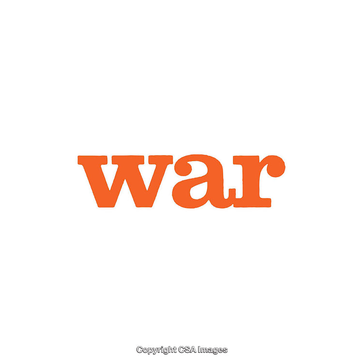 Orange Word Art Depicting War Concept in Minimalist Style