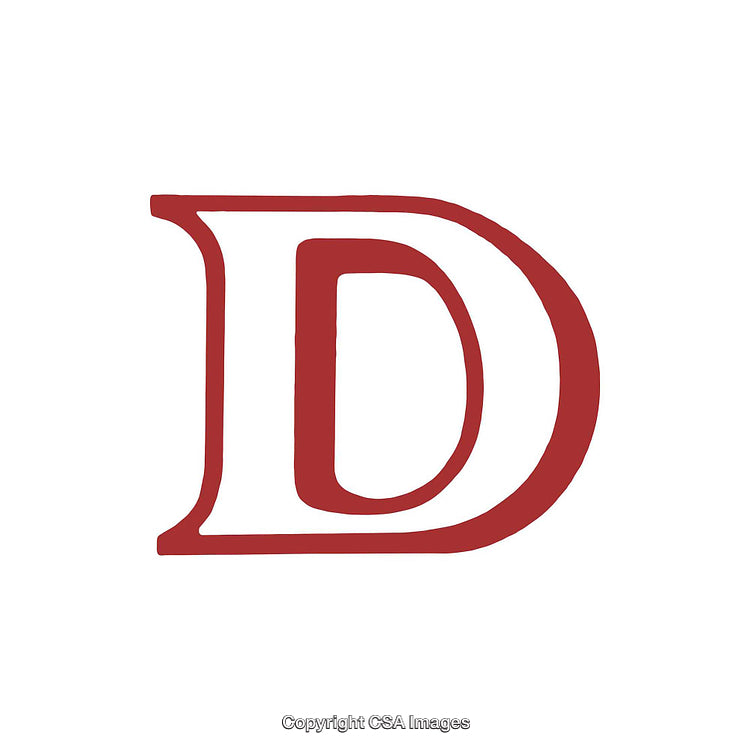 Stylized Red Decorative Letter D on White Background