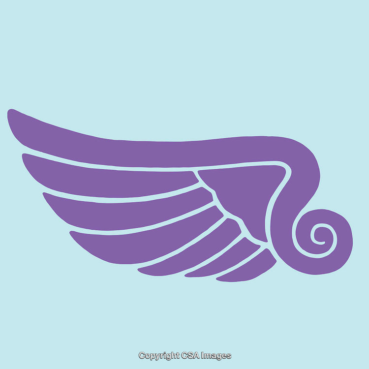 Purple Wing Illustration on Light Blue Background in Abstract Style