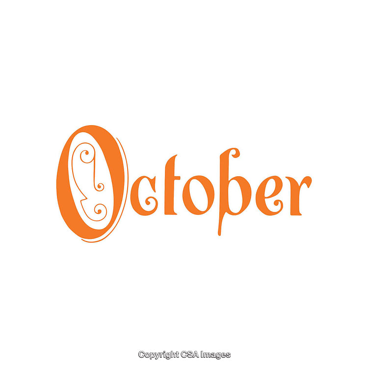 October Typography in Orange with Decorative Artistic Style