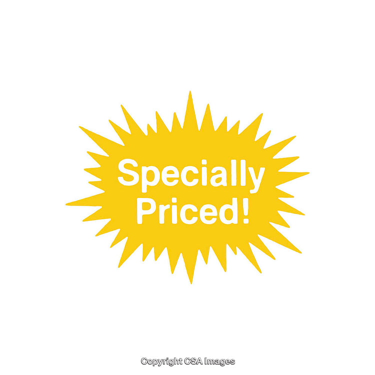 Yellow Promotional Badge with 'Specially Priced' Text for Marketing