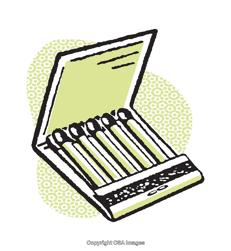 Hand-Drawn Illustration of Matchbox with a Decorative Background