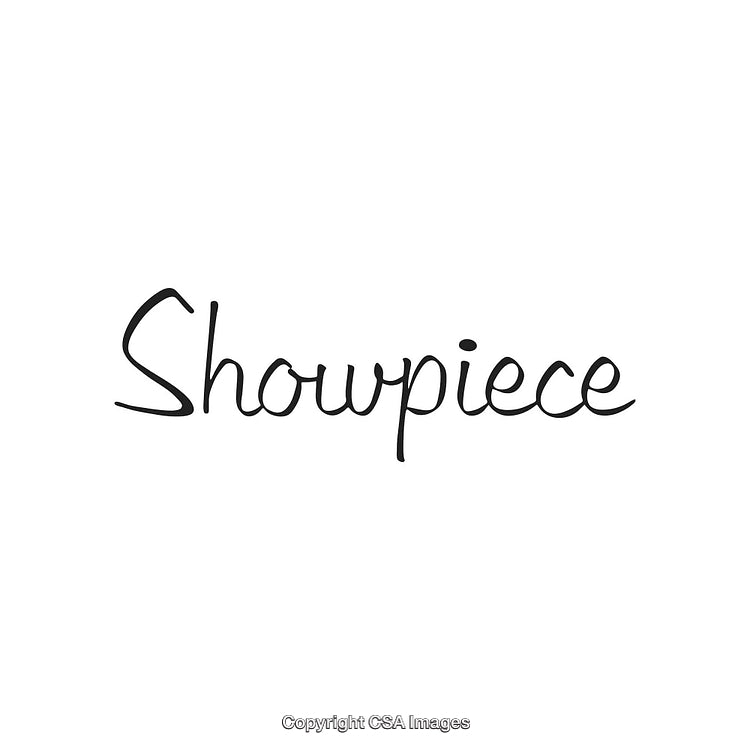 Elegant Handwritten Typography Display With the Word "Showpiece" in Black Script