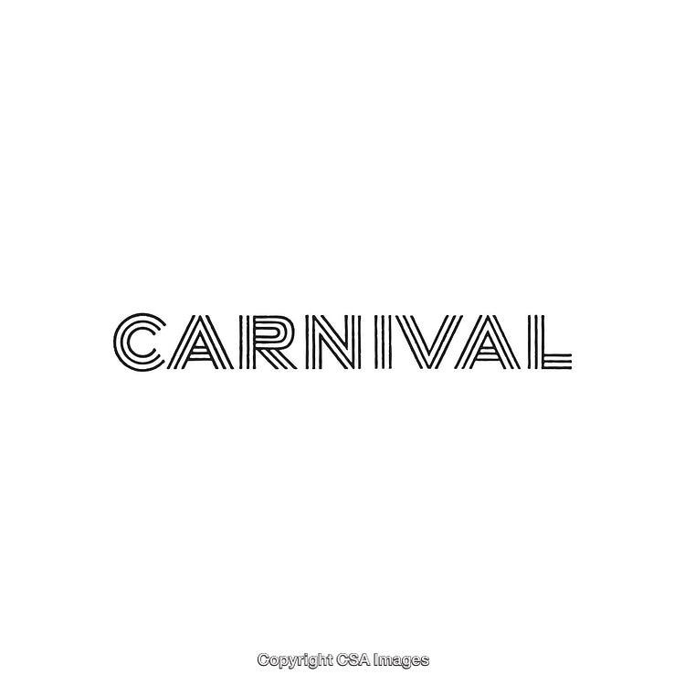 Stylized Carnival Lettering Featuring Black Typography on a White Background