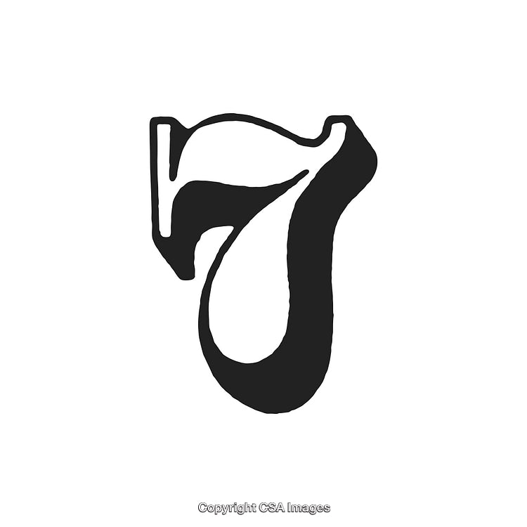 Monochrome Stylized Number Seven in Decorative Artistic Design