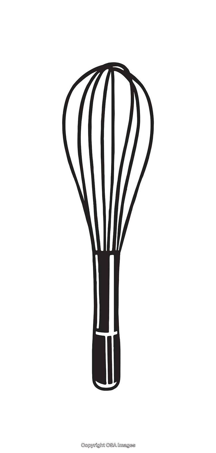 Hand-Drawn Black and White Illustration of a Metal Whisk