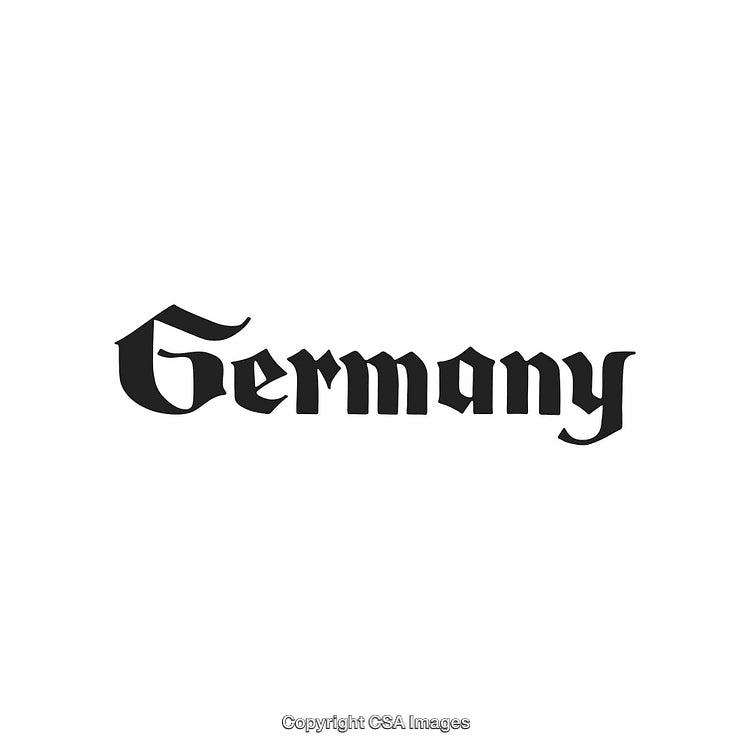 Germany Text in Blackletter Style Typeface on White Background
