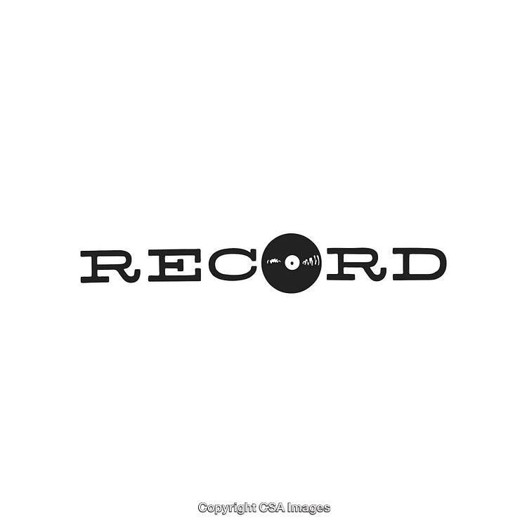 Creative Typography Design Featuring the Word Record with Vinyl Illustration