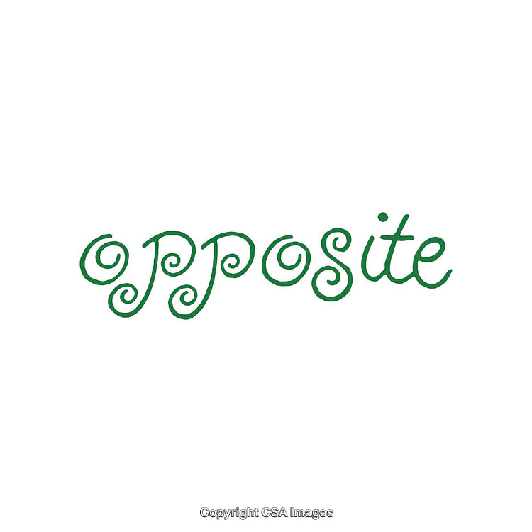 Green Opposite Text With Swirly and Stylized Typography on White Background