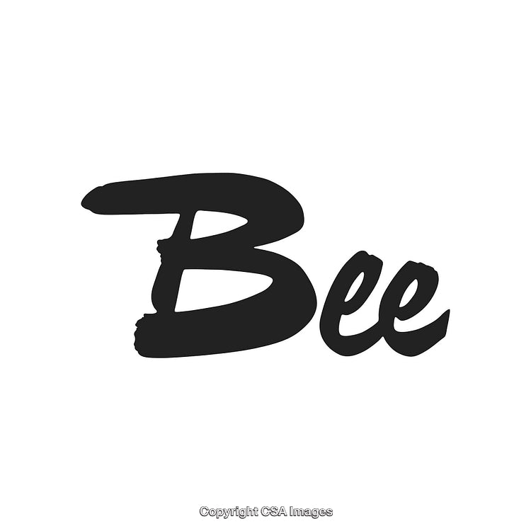 Stylized Handwritten Bee Text On a Minimalist White Background