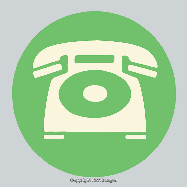 Vintage Telephone Icon in Green Circle Design