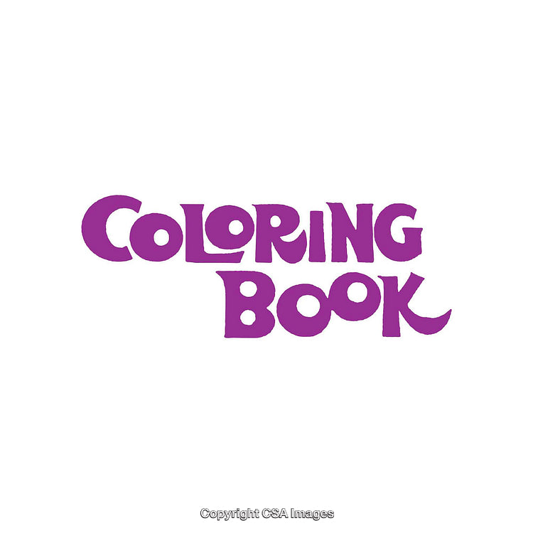 Purple Text Displaying the Words Coloring Book on White Background