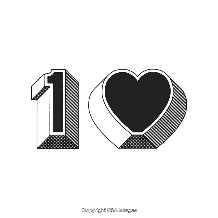 Minimalistic Design of Number and Heart Symbol with Geometric Pattern