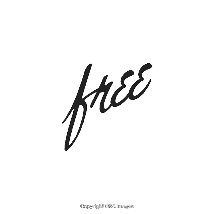 Handwritten Script Typography of the Word 'Free' on a White Background