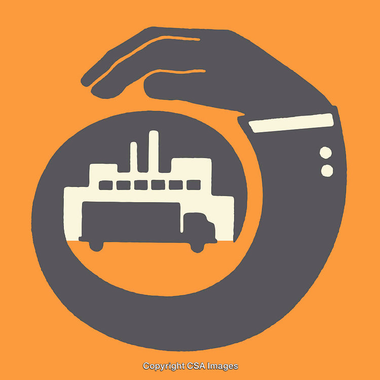 Industrial Protection Artistic Illustration with a Hand and Factory Icon