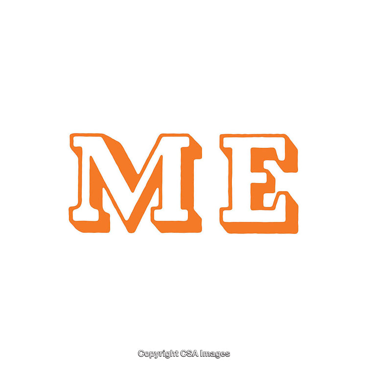 Orange 'ME' Text in Bold Typeface Isolated on White Background