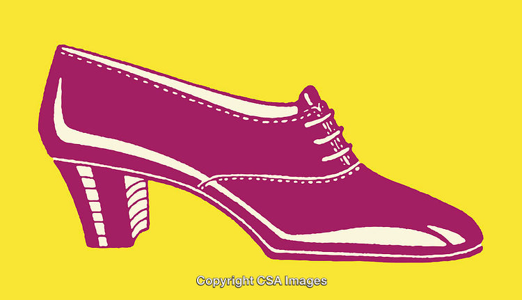 Stylized Purple Shoe Illustration on Vibrant Yellow Background