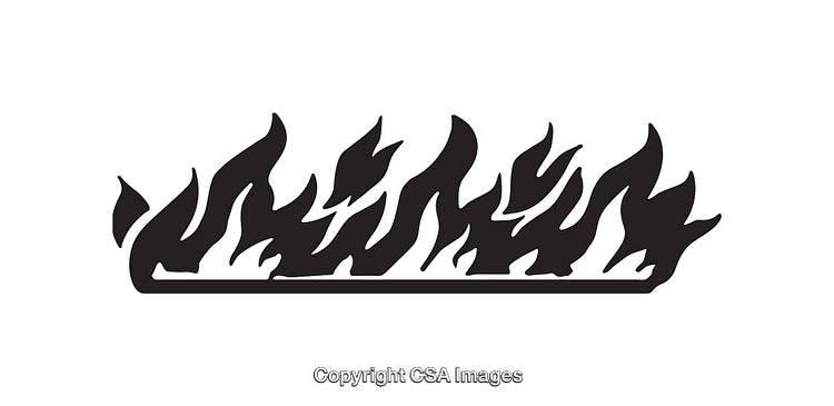 Black and White Icon Depicting Flames with Minimalist Design