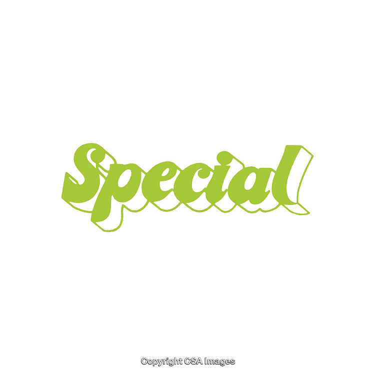 Stylized Green Typography Depicting the Word 'Special' with Bold Design