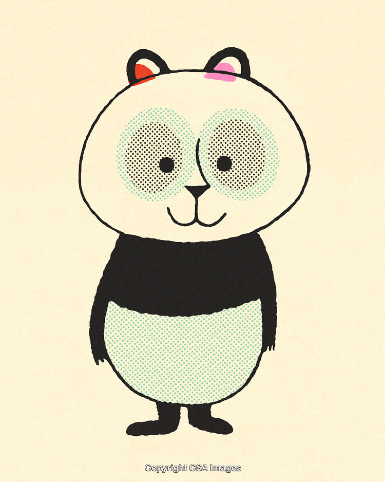Cute Cartoon Panda Illustration With Large Eyes and Pastel Colors