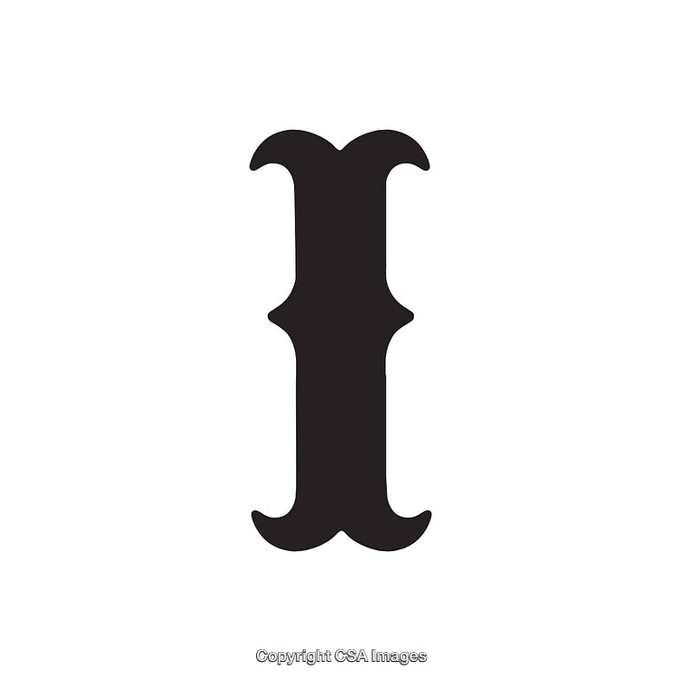 Decorative Illustration of a Stylish Serif Letter I in Black