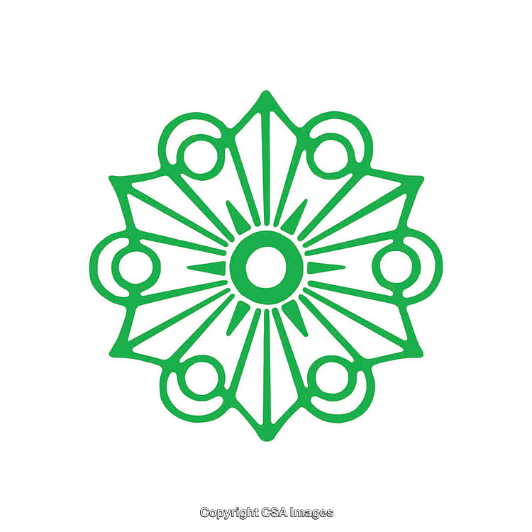 Green Symmetrical Decorative Shape With Geometric Elements