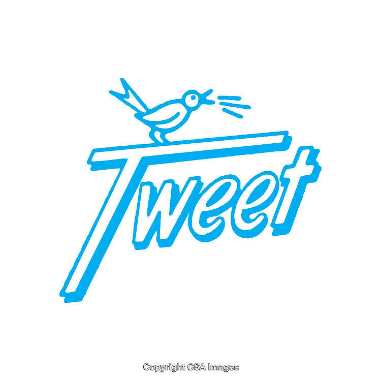 Blue Bird Icon Featuring the Word 'Tweet' in Stylish Typography
