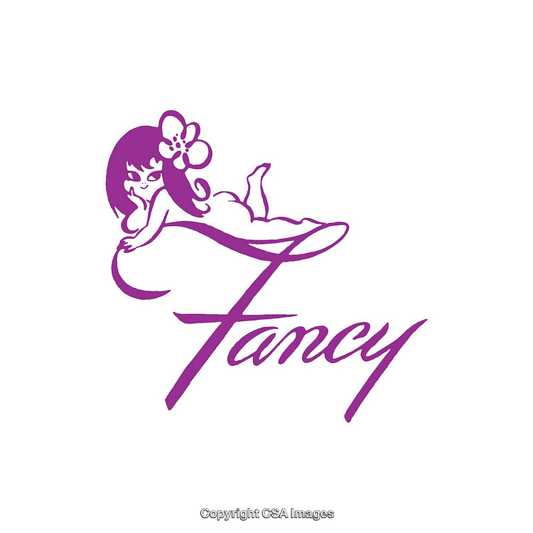 Stylized Purple Logo Featuring a Playful Girl with Fancy Lettering