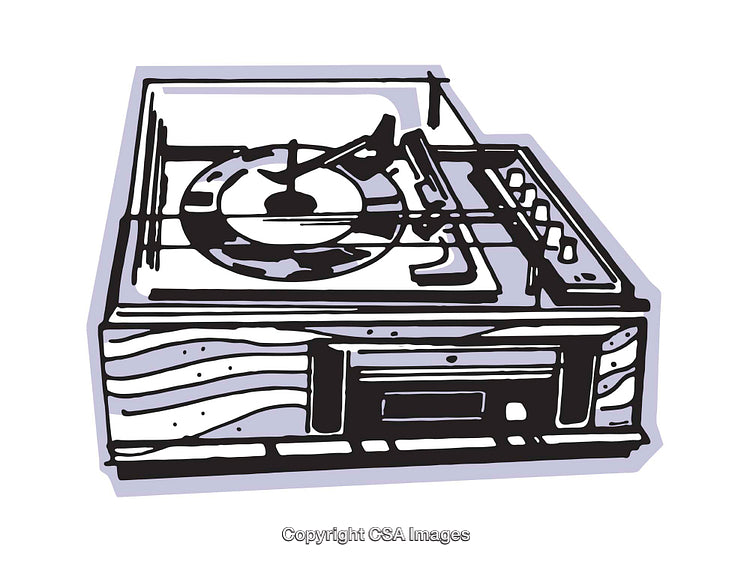 Stylized Illustration of a Retro Vinyl Record Player with Modern Flair