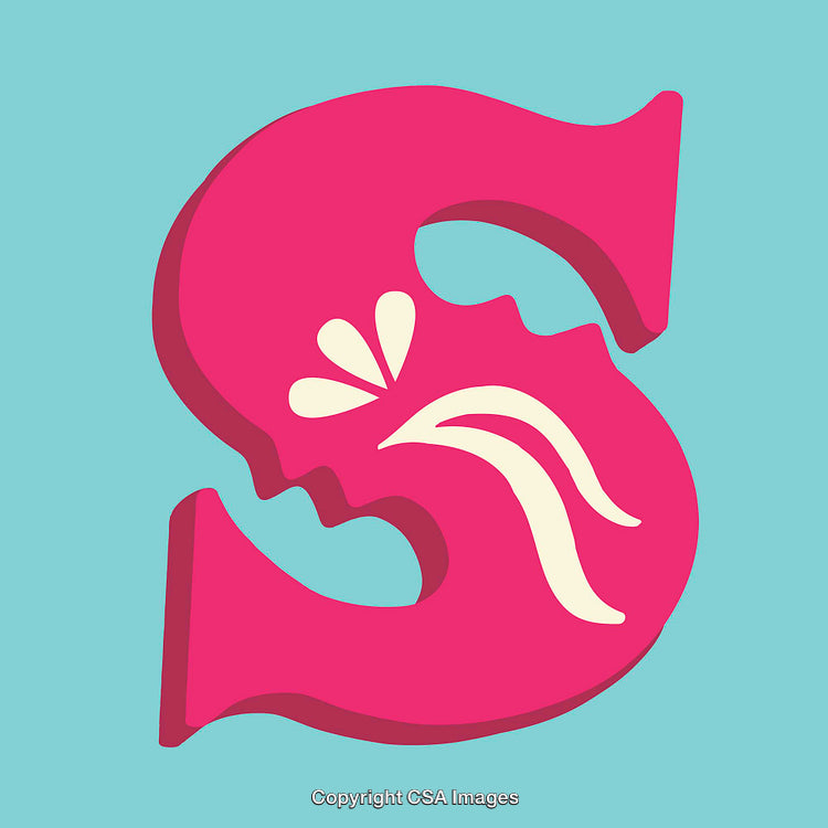 Stylized Vibrant Letter S on a Blue Background