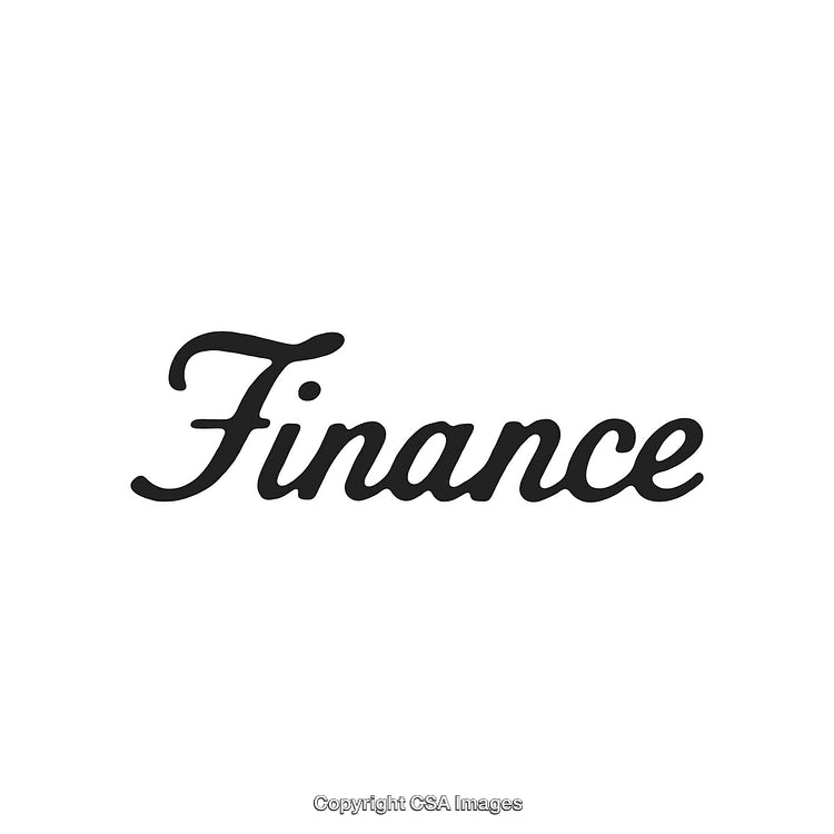 Stylized Finance Text in Elegant Font on Plain White Background