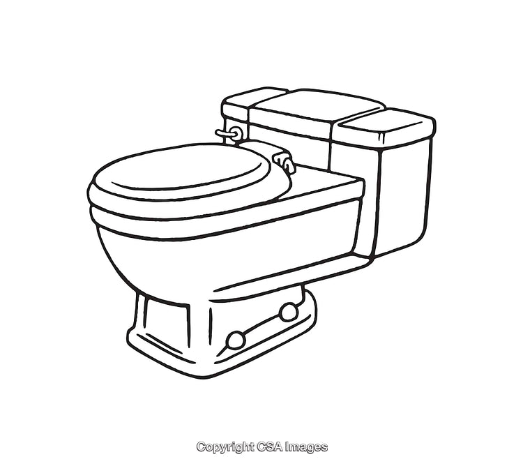 Black and White Line Art Illustration of a Toilet Design